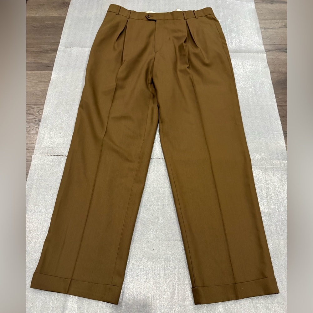 [38]Ballin Men's Brown Wool Dress Pants
